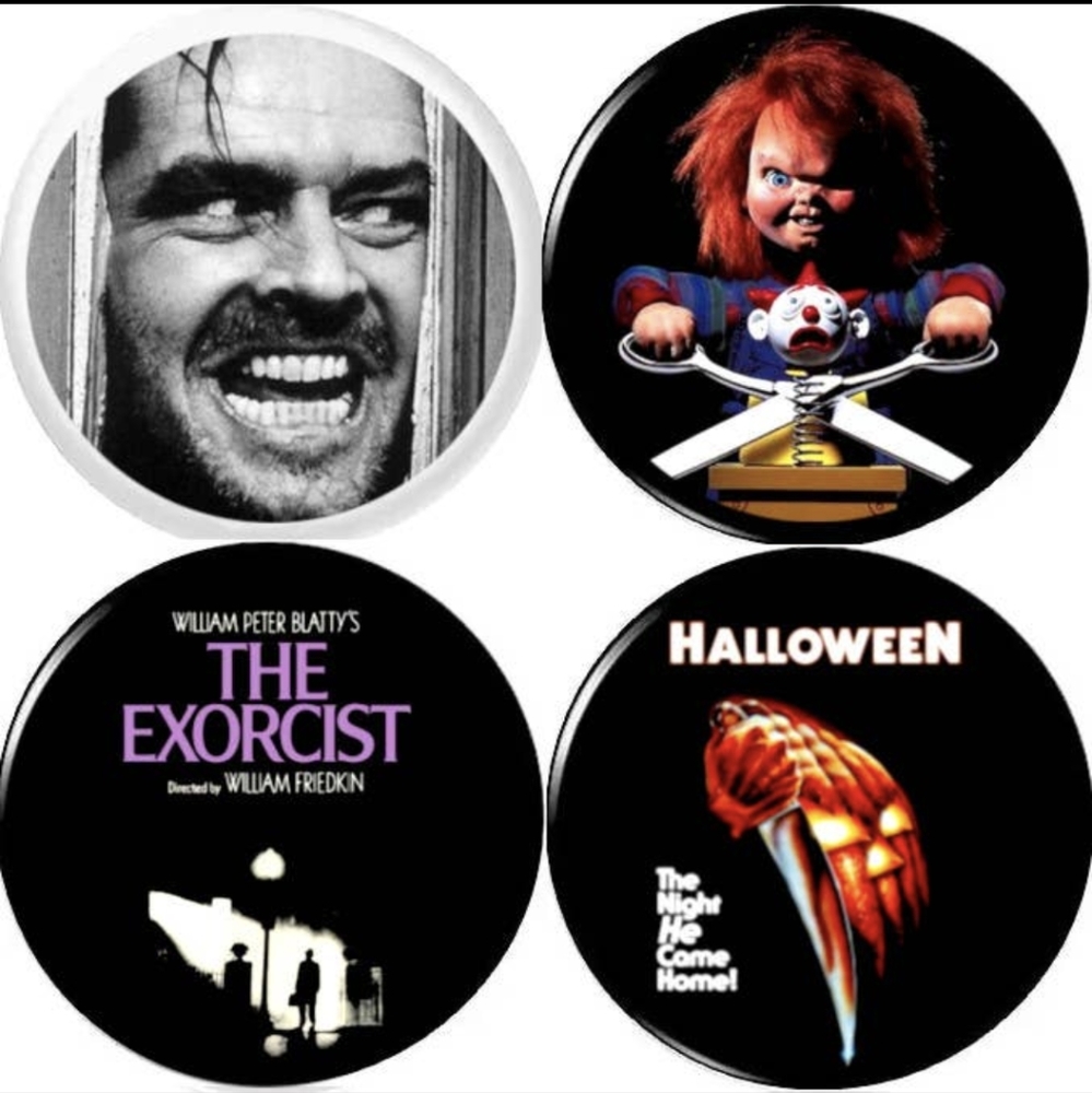 Horror movie Halloween set of 4 New Large 2.25" inch pins buttons badges